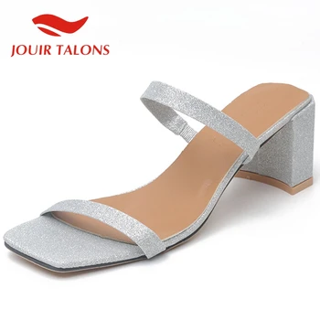 

2020 New Arrivals Fashion Plus Size 43 Chunky Heels Elegant OL Sandals Women Shoes Slipper Mules Pumps