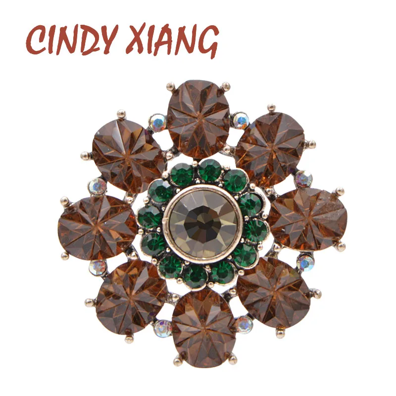 

CINDY XIANG Rhinestoe Flower Brooches For Women Elegant Simple Design Pin 2 Colors Avaible Sparking Brooch High Quality