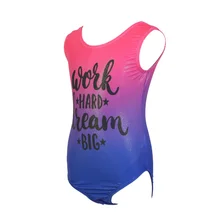 Детский костюм для гимнастики для девочек, мягкий, дышащий, модный, с буквенным принтом, цветной, без рукавов, костюм для гимнастики, Одежда для танцев