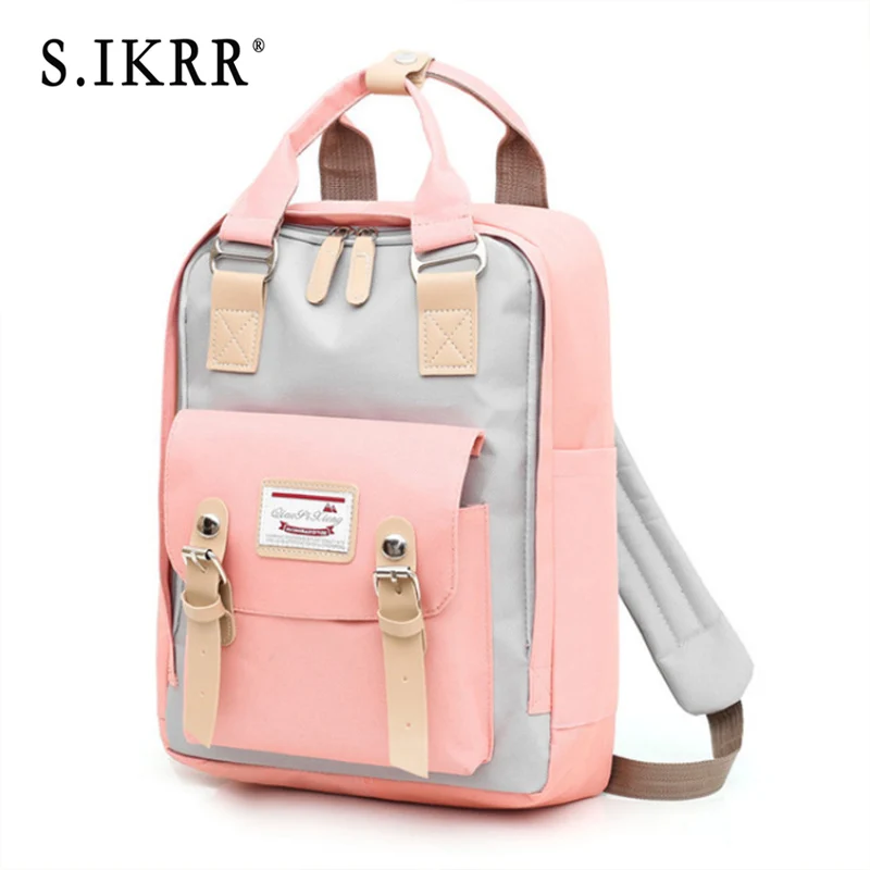 Pink Gray S. IKRR, женский рюкзак, многофункциональный, водонепроницаемый, Оксфорд, рюкзак для путешествий, рюкзак для девочек-подростков, Большой Вместительный рюкзак, Mochila - Цвет: Pink Gray