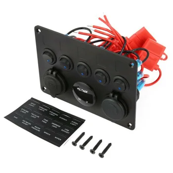 

5 Gang Rocker switch Panel Breaker Voltmeter Replacement Multi-function