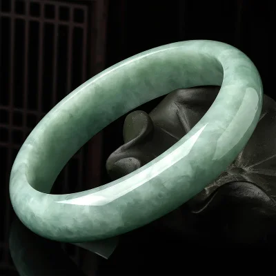 Отправить национальный сертификат натуральный Myanmar Jade сорт зеленый браслет Нежный 54 мм-64 мм Женский нефритовый браслет