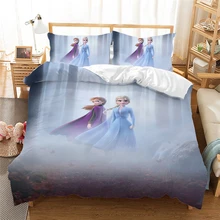 Комплект постельного белья из 3 предметов Frozen2, Анна, Эльза, королева, Королевский размер, Комплект постельного белья для девочек, пододеяльник, одеяло, Комплект постельного белья, s полиэстер