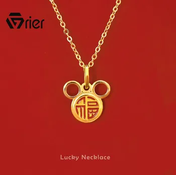 

Grier Cartoon Minnie Mouse Pendant S925 silver Necklace Chain Blessing Necklace Fashion Trendy Women Jewelry Birthday Gift