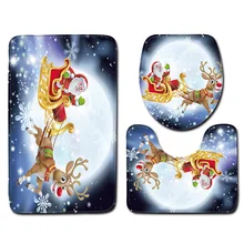 3 шт., рождественское сиденье для унитаза, нескользящий коврик для ванной, ванная комната, кухонный ковер, коврики, Декор, теплый мягкий чехол для подушки для детей, navidad