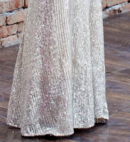 Это Yiiya вечернее платье для женщин, Серебряное блестящее платье, элегантное платье с разрезом и длинным рукавом, длинное вечернее платье русалки K062 - Цвет: Серебристый