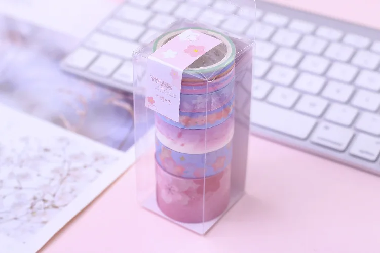 9 шт. Милая вишневая васи лента Kawaii клейкая лента цветок маскирующая лента для детей Скрапбукинг DIY фото принадлежности для альбома канцелярские принадлежности