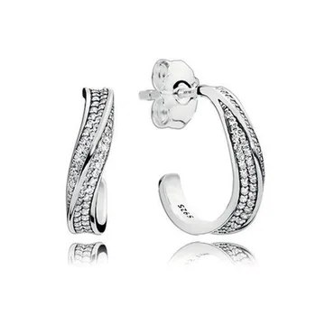 

Original S925 Sterling Silver Pan Earring New Elegant Wave Fashion Earrings For Women Wedding Gift Fashion Jewelry