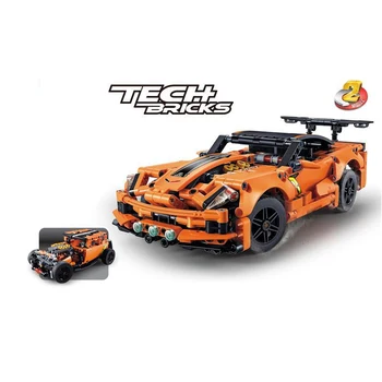 

593pcs 2 Styles Car Model Technic Orange Building Blocks Sports Car Compatible with City Car Bricks Toys For Gifts