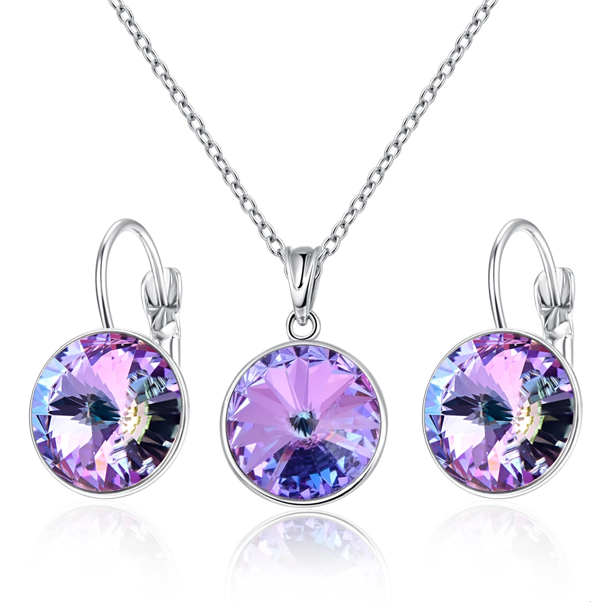 Кристаллы от Swarovski висячие серьги круглое Ожерелье Висячие серьги Набор Мода Висячие серьги ювелирный набор праздничный свадебный подарок - Окраска металла: Crystal VL