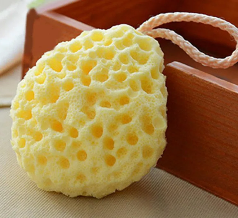 Yellow Губка для ванны для новорожденных детей, 1 шт., массажная сотовая форма, щетка для чистки лица, отшелушивающая, для детского душа - Цвет: Yellow