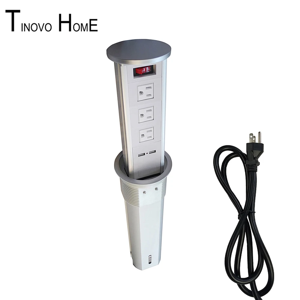 

Home office pneumatic desktop socket / 3-bit power socket USB charging /white module / US / British / Eu/ universal Standard