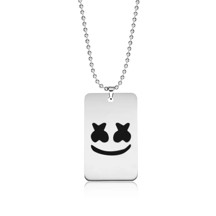 Горячая Распродажа, хип-хоп Электронная музыкальная звезда Marshmello, тег из нержавеющей стали, хлопковое конфетное ожерелье для диджея