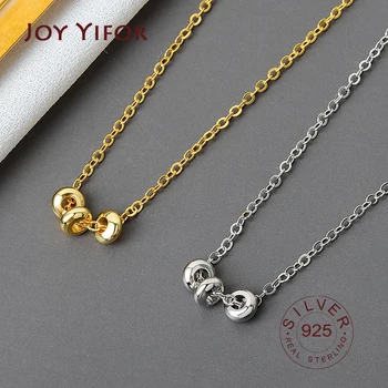

Real 925 Sterling Silver Elegant 3circles Geometric Pendant Necklace Fine Jewelry For Women Wedding Party Bijoux