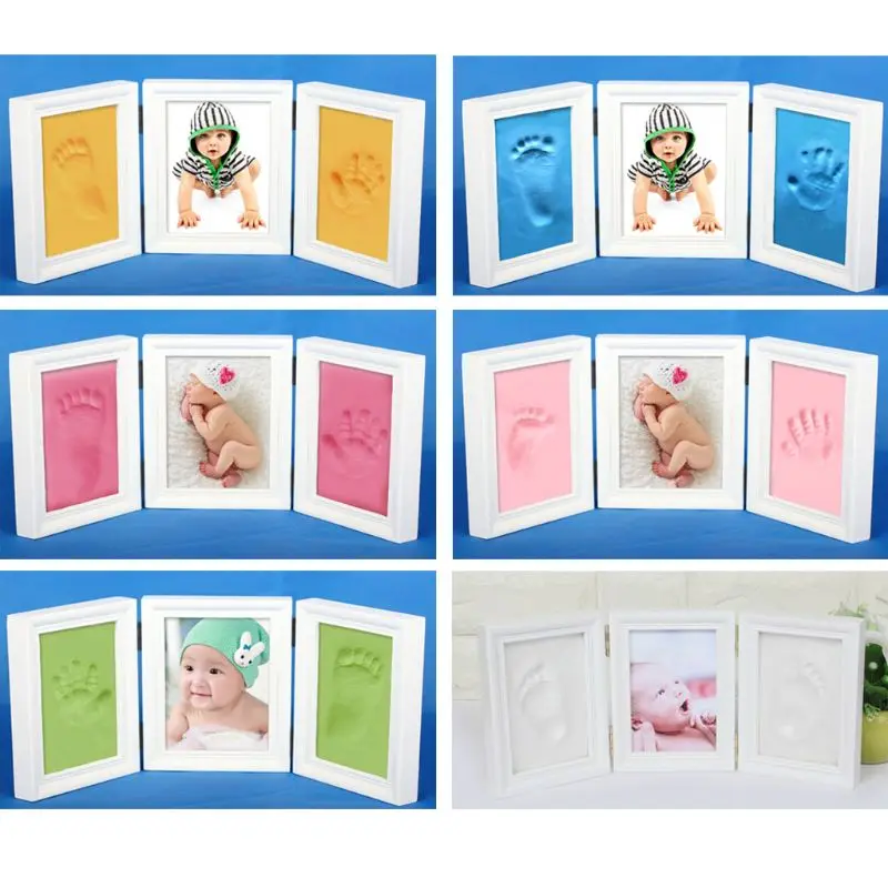 

3D Newborns Molds Baby Handprint Footprint Photo Frame for Baby Care Babies Souvenir Casting Newborn Footprint Soft Clay Inkpad