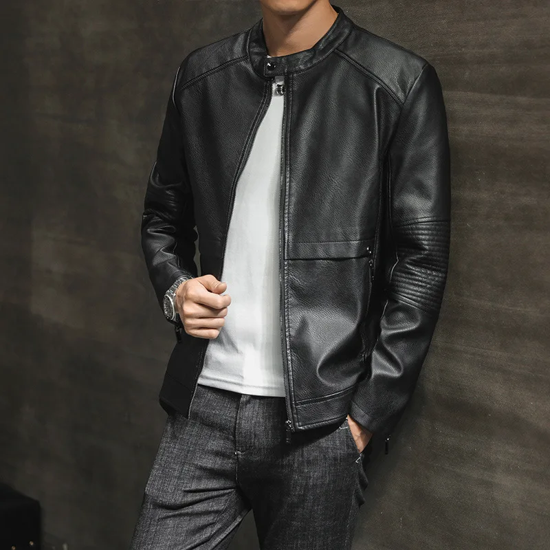 

New Style MEN'S Leather Coat Autumn & Winter Korean-style Trend Slim Fit PU Leather Jacket Youth Handsome Men's Trend Casual Coa