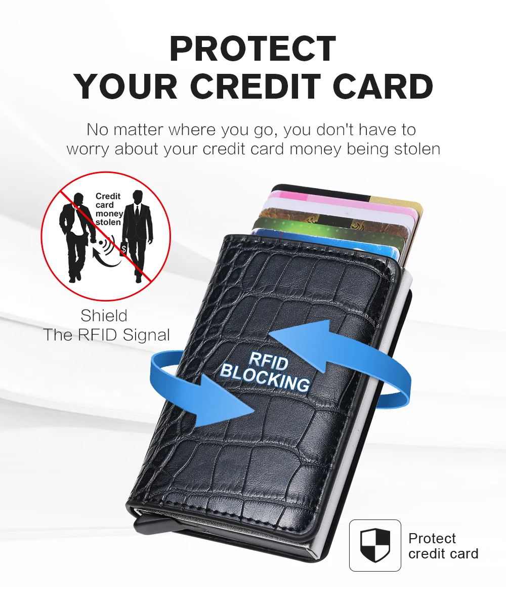 ארנק עסקים מעור עם הגנה על כרטיסי אשראי