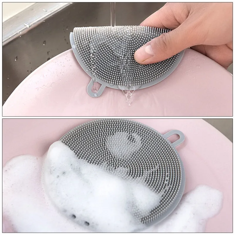 Kitchen Tools Multi-function Antibacterial Silicone Dish Scrubber Brush Dishwashing Silicone-3 Colors Cleaning Brush Dish Brush