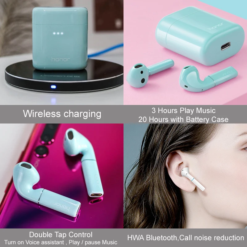 Huawei Honor Flypods/Flypods Pro Беспроводные Наушники Hi-Fi TWS Bluetooth наушники водонепроницаемые IP54 управление беспроводным зарядным устройством