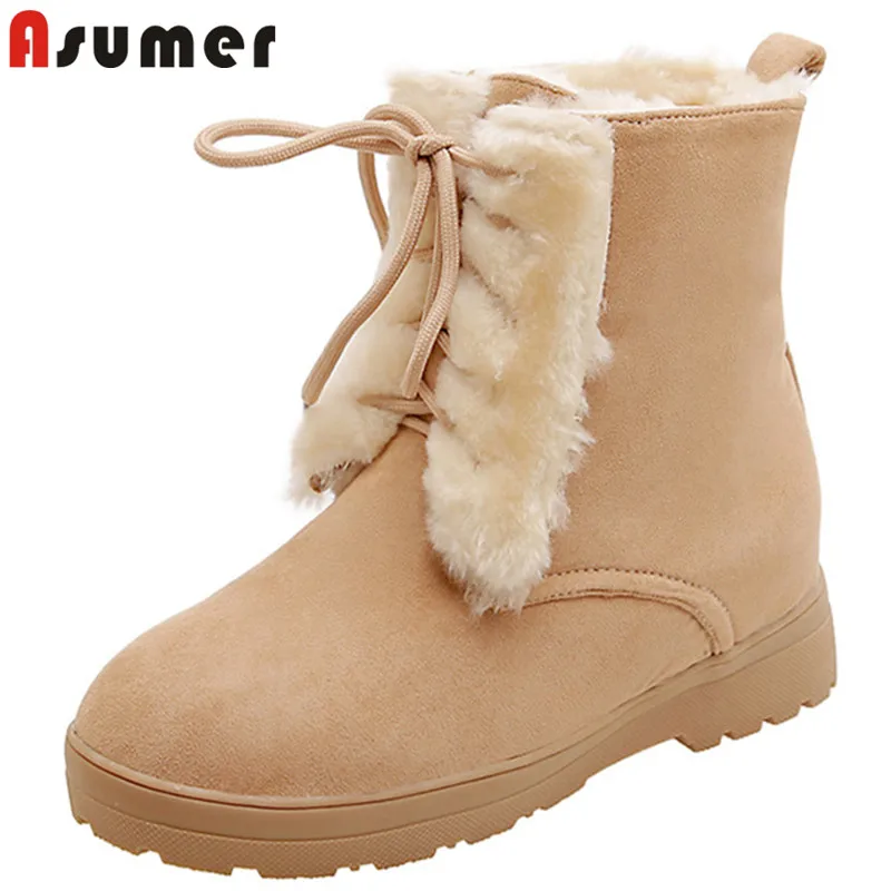

ASUMER 2020 wholesale big size 33-50 winter snow boots flock thick fur warm comfortable flat casual shoes women ankle boots