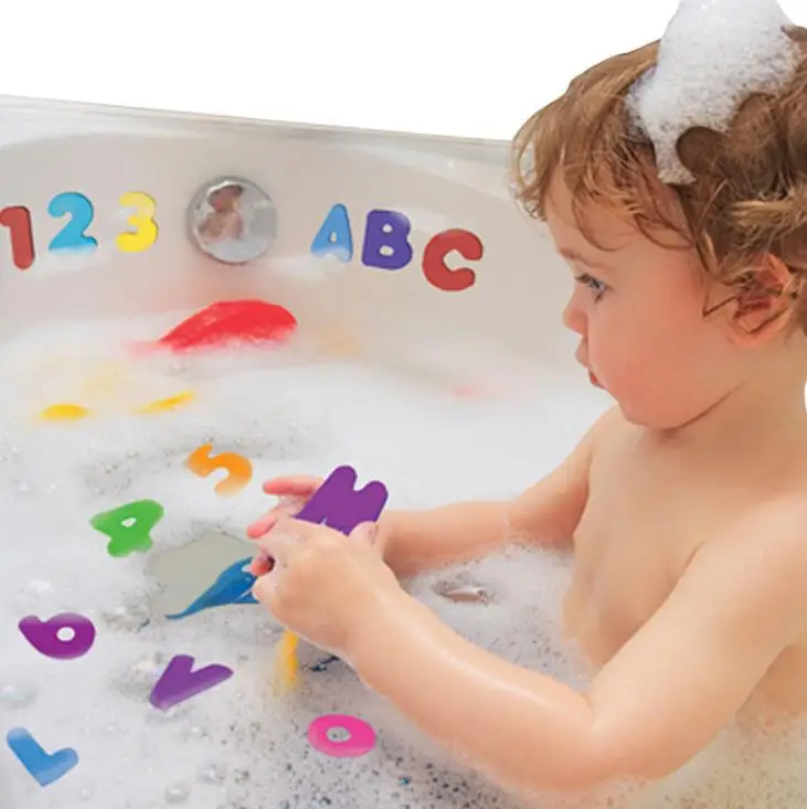 36pcs/lot Foam Stickers Letter Figure Cognitive Floating Toy Bath toys for kids gifts