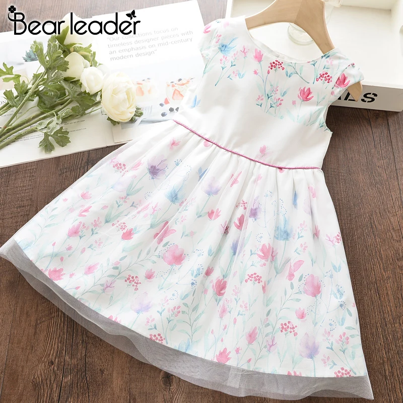 Bear Leader Girls Dress New Summer Girl Princess Mesh Dresses Kid Wedding Flowers Children Clothing Sweet Costumes | Детская одежда и