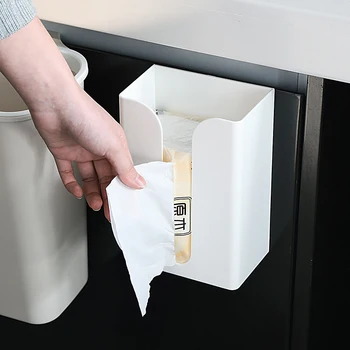 

1PC Kitchen Self-Adhesive Paper Tray Wall-Mounted Tray Tissue Box Household Office Pumping Storage Toilet Paper Holder XB 084