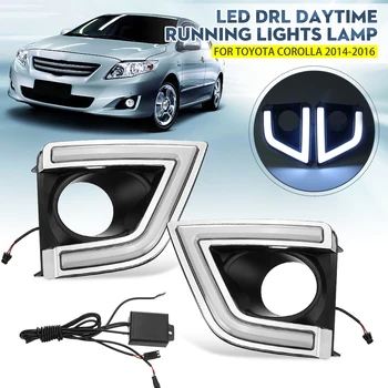 

Car Led Drl For Toyota Corolla 2014 2015 2016 White Yellow Daytime Running Light Drl Driving Fog Lamp Blink Accessories Cover