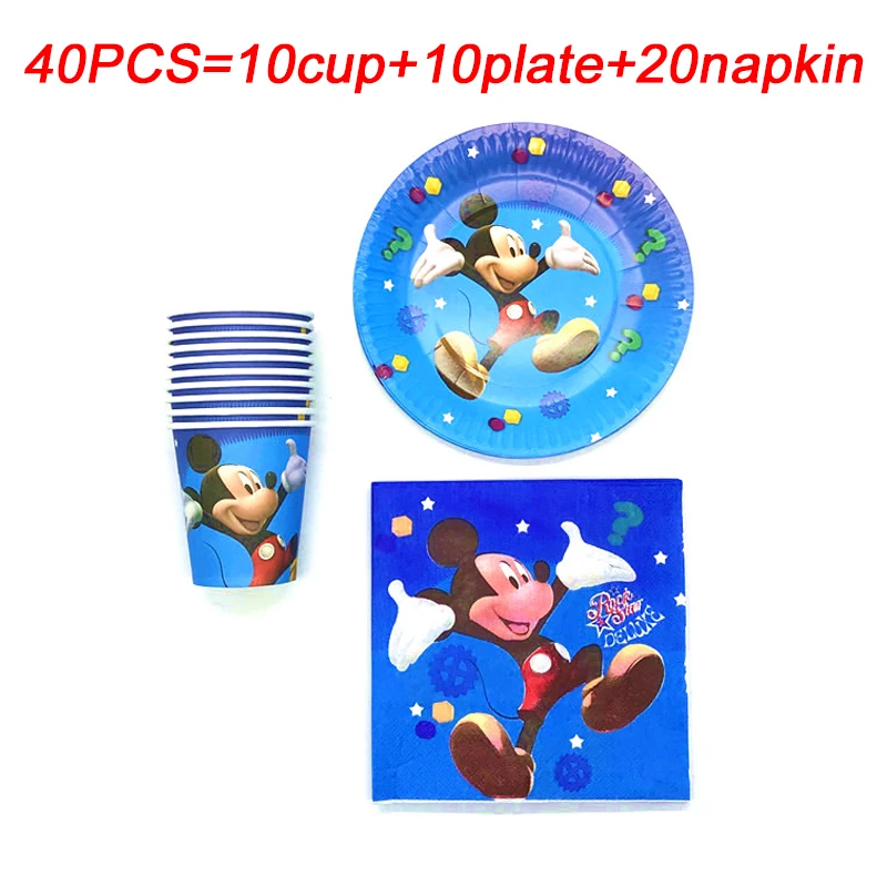 

Mickey Mouse 1st Birthday Party Supplies Paper Cup/Plate/Napkin Disposable Tableware Set Disney Mickey Mouse Home Party Deco Set