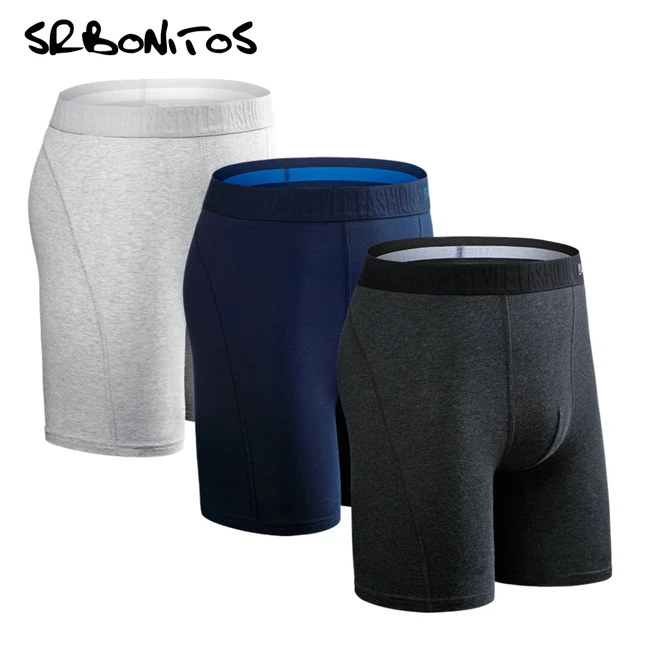 Бренд SRBONITOS, 3 шт., Длинные боксеры, мужское нижнее белье, мужские боксеры, мужское нижнее белье, боксеры, шорты, хлопковые шорты, мягкие сексуальные дышащие трусы - Цвет: B7 3PCS pack15