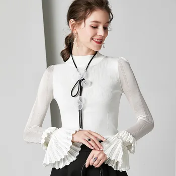 

Korean Sweaters Turtleneck Knit Sweater Black Pullover Winter Tops for Women pull femme White Flare Long Sleeve Clothes sueter