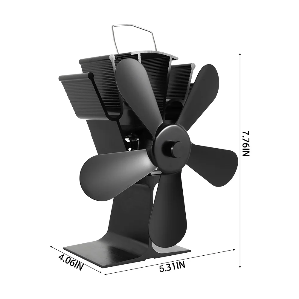 Черный камин 5 лопастной вентилятор для печи, работающий от тепловой энергии komin бревен горелки экологичный тихий вентилятор дома эффективное распределение тепла