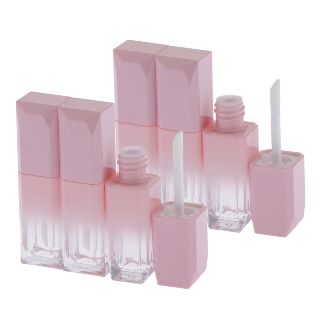 6Pcs Empty Square Lip Gloss Tube Small Lipstick Vials DIY Lip Balm Sample Cosmetic Container Jars Bottle Pink