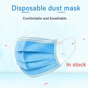 

100pcs Fast shipping Men Women 3 Layer Non-woven Anti-Dust Anti-Saliva Mouth Mask Disposable adult breathable Mouth Face Mask