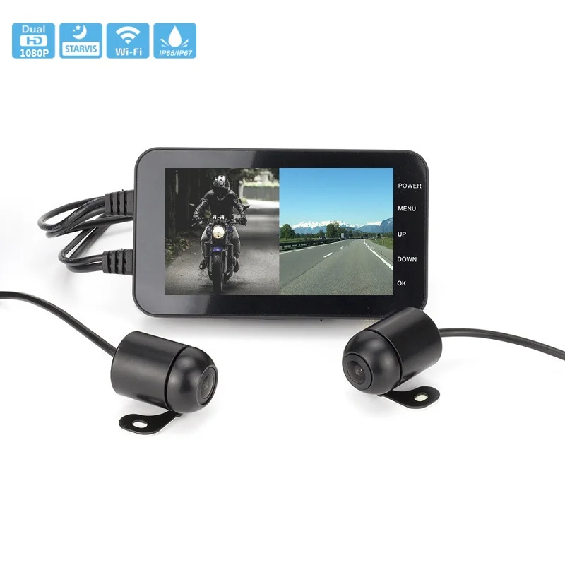 

Видеорегистратор moto rocycle DVR с двойной камерой 170 градусов, 1080P/30FPS, Wi-Fi, водонепроницаемая