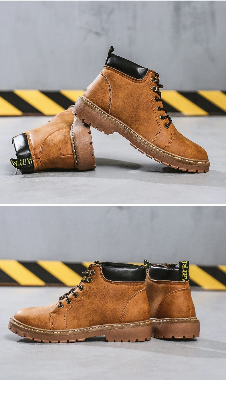 Винтажные мужские ботинки в британском стиле; высококачественная повседневная обувь из искусственной кожи на шнуровке; удобные рабочие модные мужские ботинки