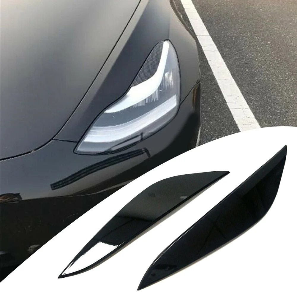 ABS глянцевый черный для Tesla модель 3 17-20 передняя фара брови крышка отделка