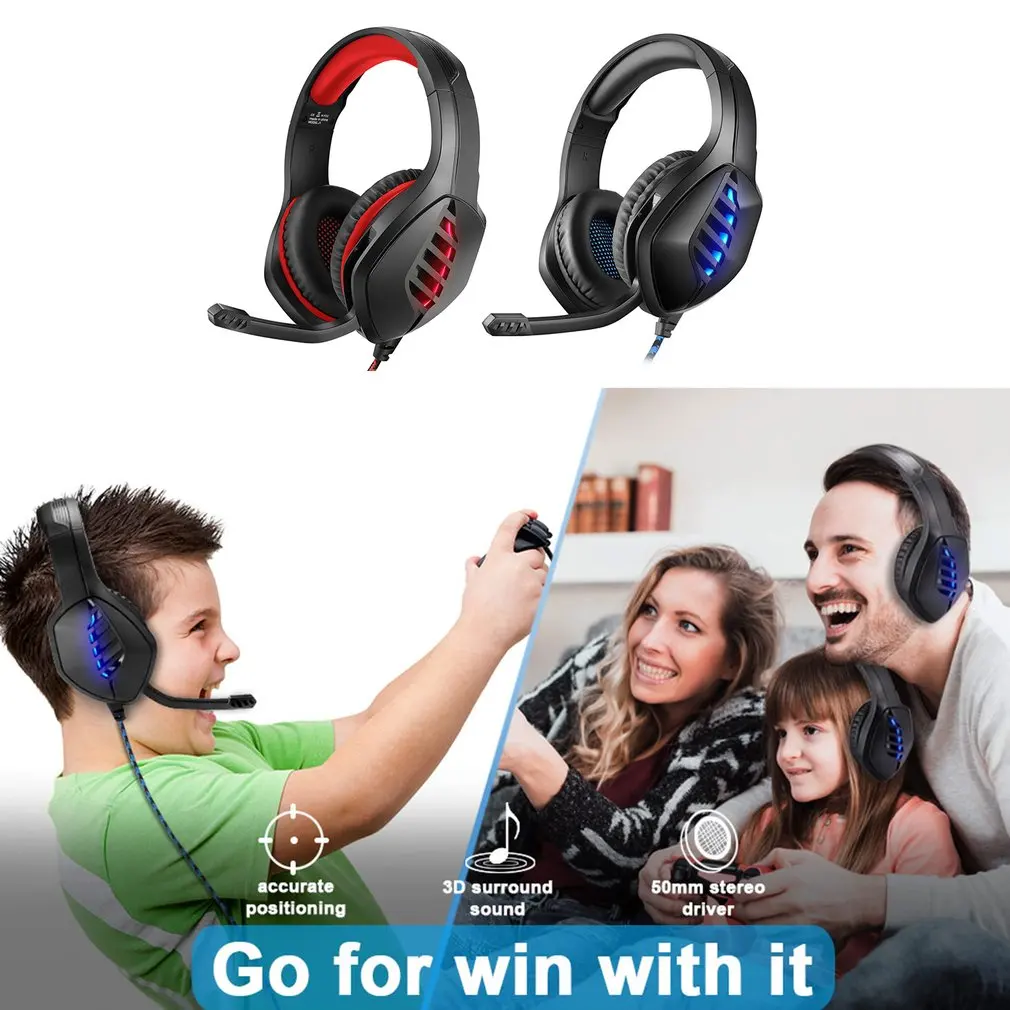 J1 A Head mounted Wired Luminous Earphones Gaming Headsets Portable Wired Mobile Phone Computer Headsets