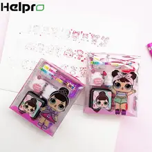 Helpro 1 セットサプライズ人形印肉スタンプ子供漫画の装飾用品ホイールスタンプ Diy 日記グリーティングカード描画作る(China)