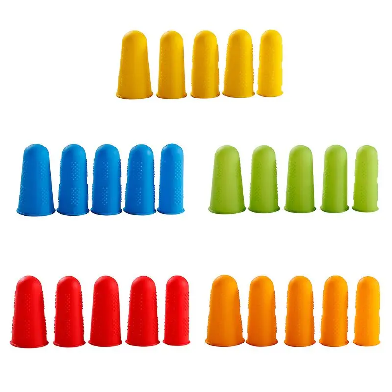 5Pcs/set Non-slip Silicone Finger Cover Cap Heat Insulation Finger Guard Protectors for Scrapbooking Crafts Ironing