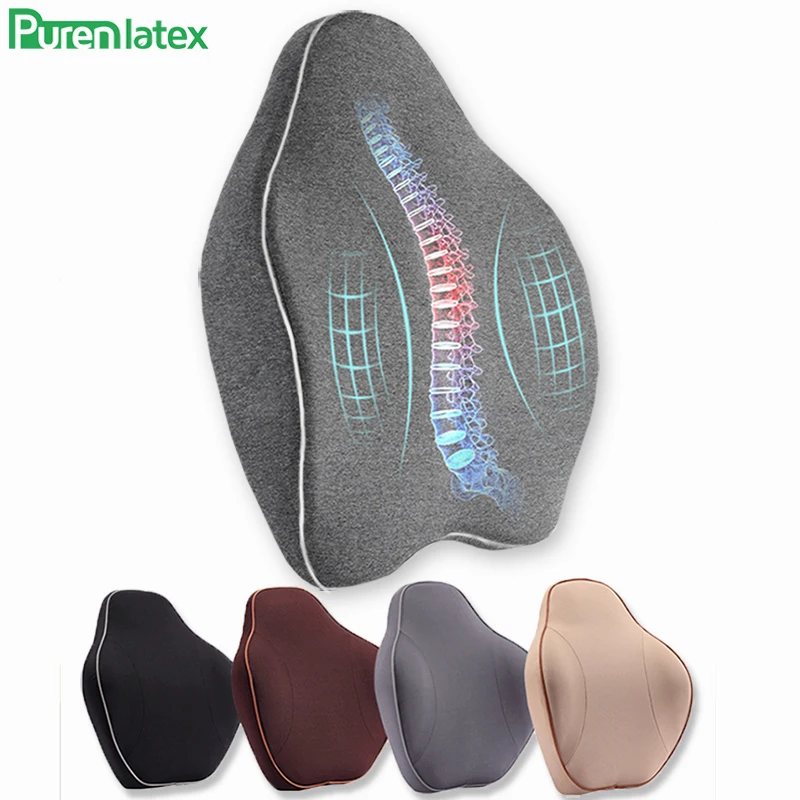 

Purenlatex Car Seat Waist and Neck Support Pillow Set Auto Memory Foam Headrest Back Cushion Spine Protect Orthopedic Cushion