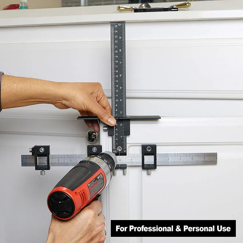 Multifunctional aluminum alloy Drawer Pull Wood Drilling Dowelling Hole Jig Furniture Punching Tool True Position Hardware Tools