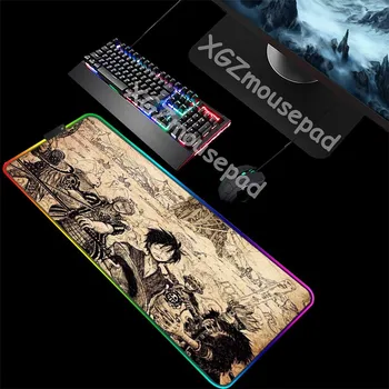 

XGZ Custom Personality Large RGB Mouse Pad Exquisite Black Lock Edge Anime One Piece Office Computer Desk Mat Rubber Non-slip
