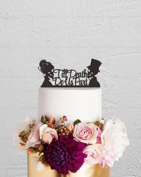 

Till Death Do Us Part Cake Topper,Custom Cake Topper,Skull Cake Topper,Wedding Cake Topper,Skeleton Cake Topper,Halloween Topper
