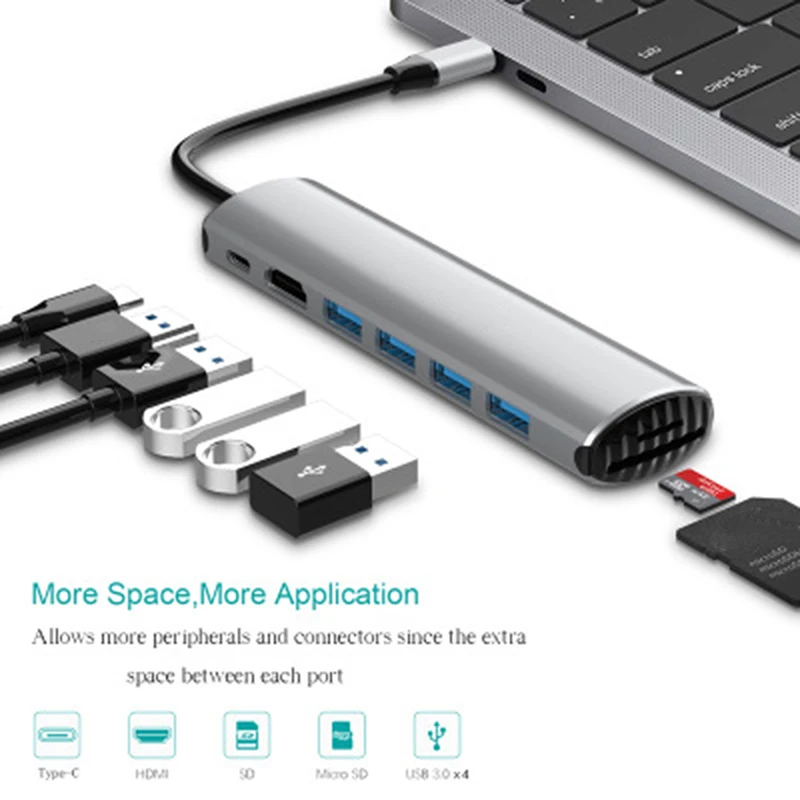 

USB C Hub 8 in 1 Portable Aluminum Alloy Hub with USB C Charging USB Compatible for More Type C Devices NC99