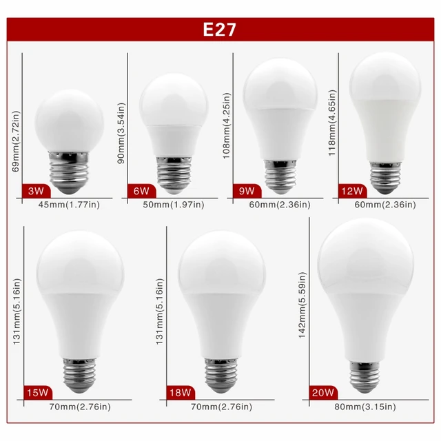 4pcs/lot LED Bulb E27 E14 20W 18W 15W 12W 9W 6W 3W Lampada LED Light AC 220V Bombilla Spotlight Lighting Cold/Warm White Lamp 2