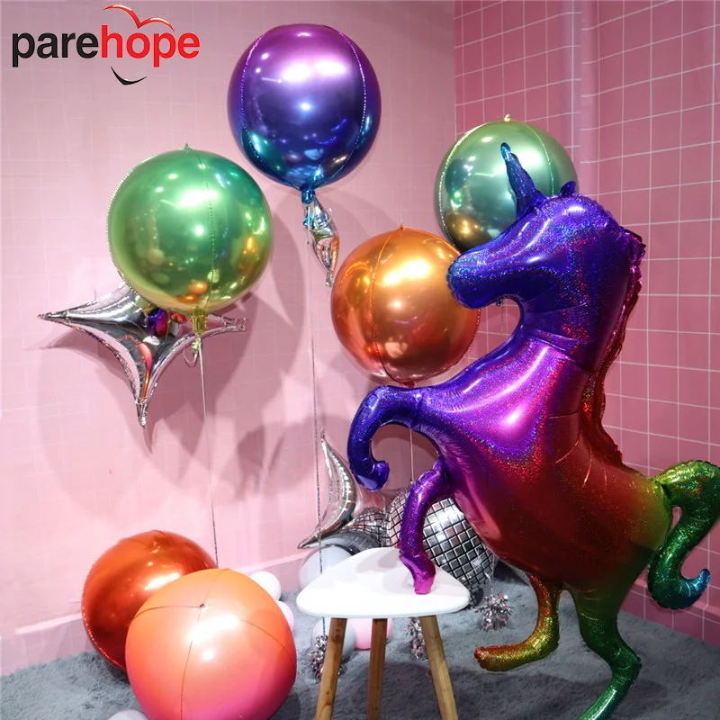 3pcs 22inch Gradient Color 4D Balloon Birthday Wedding Party Decoration Round Metal Balloon Photo Props Baby Shower Kids Toys (2)