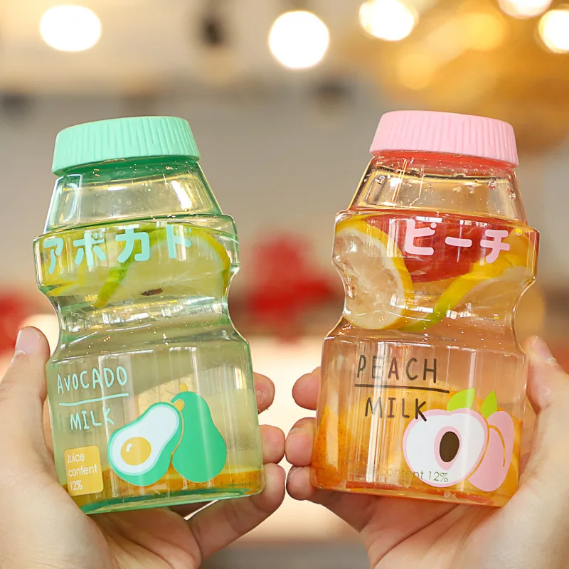 480ml Plastic Water Bottle Tour Drinking Bottle Yakult Shape Cute Kawaii Milk Carton Shaker For Kids/Girl/Adult Bottles