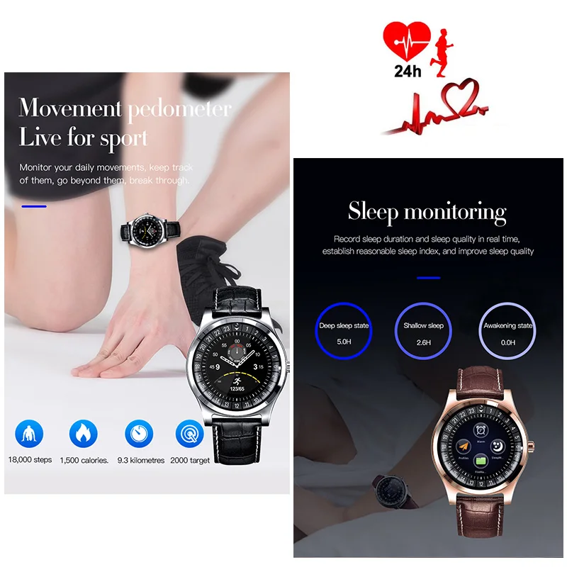 BINSSAW Men Smart Watch sport with Camera Bluetooth SIM SD Card Smartwatch Digital watch for Android Phone  fitness smartwatch