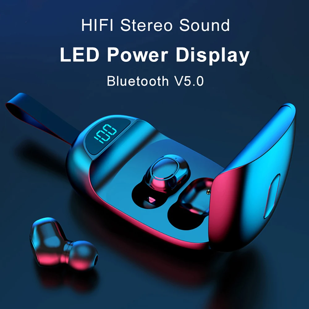2020 New Bluetooth Wireless Headset 5 0tws Business HD Call Headset Sports Earplug Waterproof In Ear Touch LED Display Headset